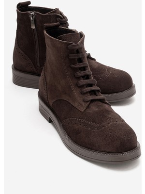 Luvi Nelvy Kahverengi Süet Hakiki Deri Kadın Bot