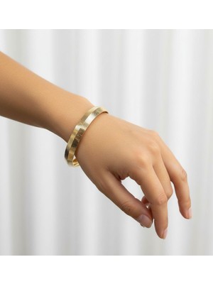 Kuyumcu Nurettin 12 gr (Gram) Ray Desenli Piramit Şarnel Bilezik 22 Ayar Altın Yatırımlık Işçiliksiz