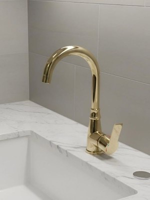 Alamera Pro Kuğu Banyo Lavabo Bataryası Altın - Su Tasarruflu, Modern Tasarım, Uzun Ömürlü Kullanım