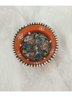 Çini Turuncu 8 cm Çerezlik Kase Sosluk Sunumluk Kahvaltılık 1 Adet 18209