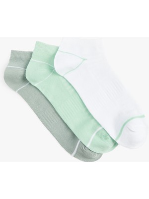 Koton Pamuklu Çizgi Desenli Çok Renkli 3'lü Patik Çorap Seti