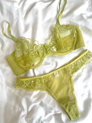 Hama Love Kadın Yeşil Işleme Detaylı Tül Iç Çamaşır Takımı