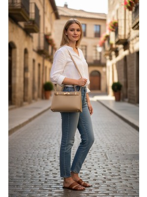Yigitemirbags Antwerp Beige Süet Omuz Çantası