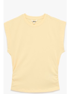 Koton Kısa Kollu Bisiklet Yaka Pamuklu Slim Fit Büzgülü Tişört