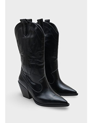 Capone Outfitters Malina Sivri Burunlu Nakışlı Kadın Kovboy Çizme