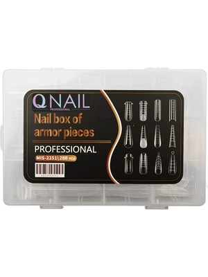 Qnail Professional Protez Tırnak Tips Üst Form Jel Tips 12 Farklı Model 288 Adet Tips