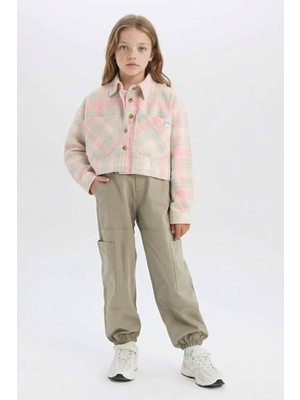 DeFacto Kız Çocuk Kargo Cepli Beli ve Paçası Lastikli Pamuklu Paraşüt Pantolon C8843A824AU