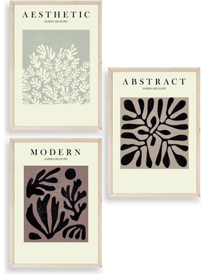 Yazline Global Modern Üçlü Ahşap Çerçeveli Tablo 50 x 70