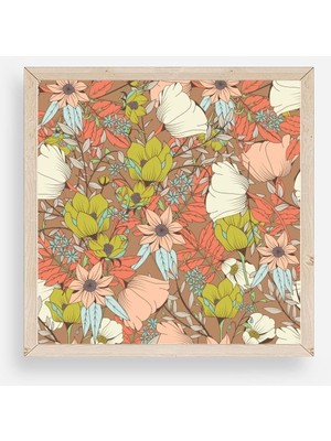 Yazline Global Çiçek Ahşap Çerçeveli Tablo 50 x 50