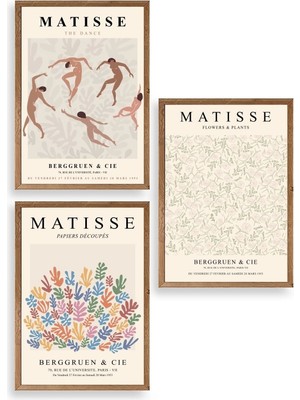 Yazline Global Matisse Üçlü Ahşap Çerçeveli Tablo 23 x 30