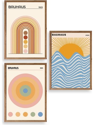 Yazline Global Bauhaus Üçlü Ahşap Çerçeveli Tablo 50 x 70