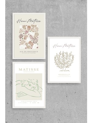 Yazline Global Matisse Üçlü Ahşap Çerçeveli Tablo 30 x 40