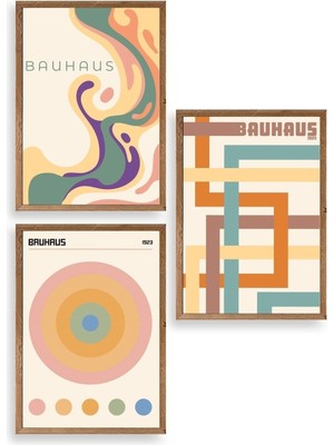 Yazline Global Bauhaus Üçlü Ahşap Çerçeveli Tablo 23 x 30