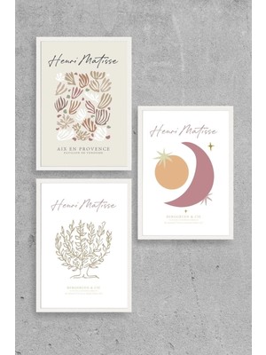 Yazline Global Matisse Üçlü Ahşap Çerçeveli Tablo 30 x 40