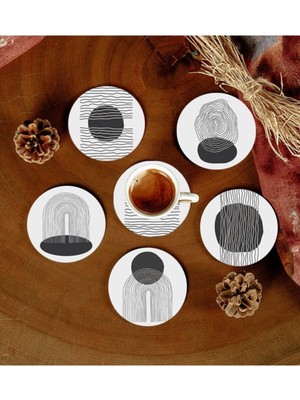 Yazline Global 6 Adet Desenli Mdf Bardak Altlığı