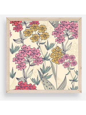 Yazline Global Çiçekler Ahşap Çerçeveli Tablo 23 x 23