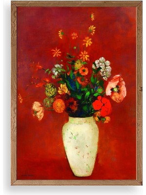 Yazline Global Vazoda Çiçek Ahşap Çerçeveli Tablo 30 x 42