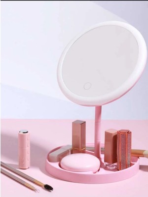 Yazline Global Sonx  Dokunmatik LED Işıklı USB Li Yuvarlak Masa Üstü Makyaj Aynası Makyaj Aynası Ledli