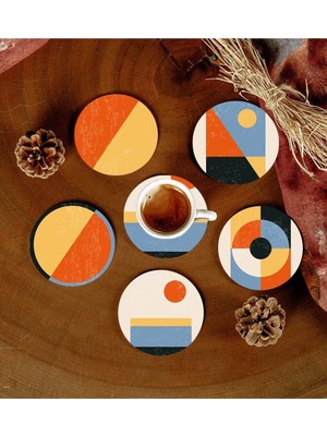 Yazline Global 6 Adet Desenli Mdf Bardak Altlığı