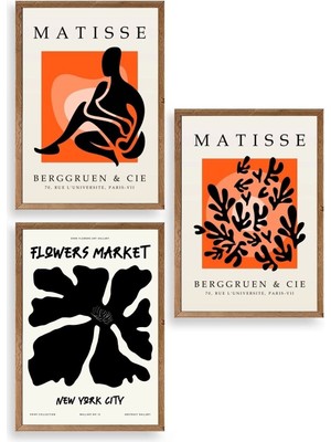 Yazline Global Matisse Üçlü Ahşap Çerçeveli Tablo 30 x 40