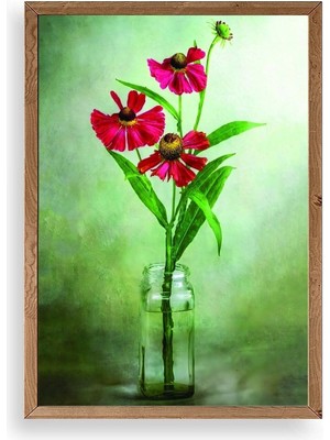 Yazline Global Çiçekler Ahşap Çerçeveli Tablo 30 x 42