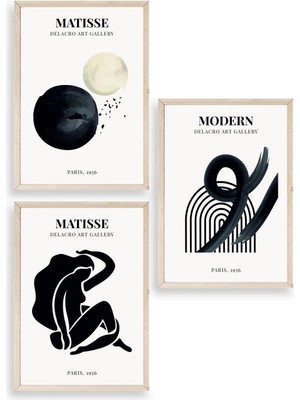 Yazline Global Matisse Üçlü Ahşap Çerçeveli Tablo 23 x 30