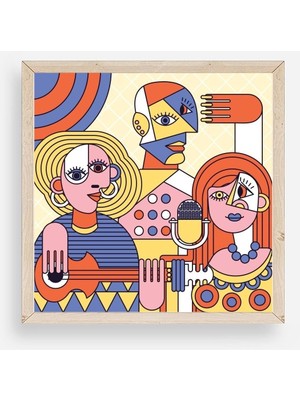 Yazline Global Modern Ahşap Çerçeveli Tablo 42 x 42