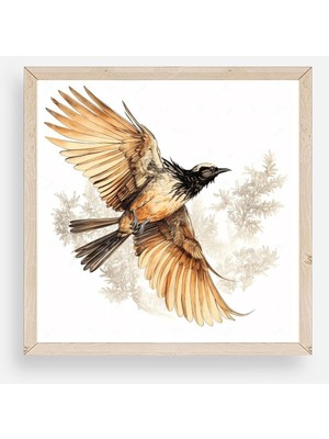 Yazline Global Kuş Ahşap Çerçeveli Tablo 42 x 42