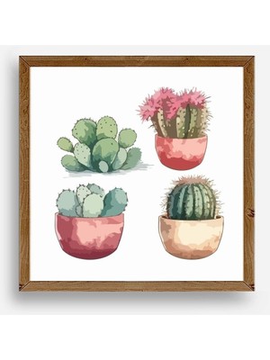 Yazline Global Kaktüs Ahşap Çerçeveli Tablo 50 x 50