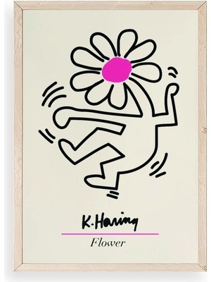 Yazline Global Soyut Çiçek Adam Ahşap Çerçeveli Tablo 30 x 42