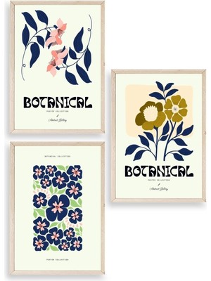 Yazline Global Botanik Üçlü Ahşap Çerçeveli Tablo 50 x 70
