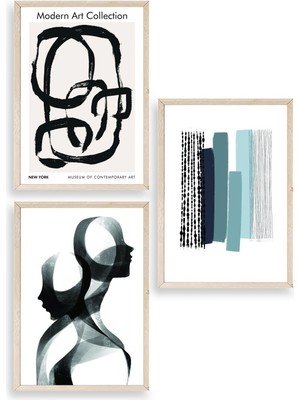 Yazline Global Modern Üçlü Ahşap Çerçeveli Tablo 50 x 70