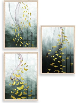 Yazline Global Soyut Hayvanlar Ahşap Çerçeveli Tablo 30 x 42