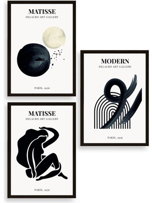 Yazline Global Matisse Üçlü Ahşap Çerçeveli Tablo 23 x 30