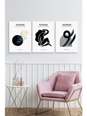 Yazline Global Matisse Üçlü Ahşap Çerçeveli Tablo 23 x 30