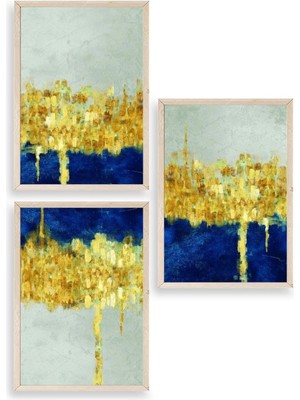 Yazline Global Ünlü Tablolar Üçlü Ahşap Çerçeveli Tablo 30 x 40