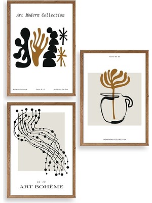 Yazline Global Modern Üçlü Ahşap Çerçeveli Tablo 30 x 40