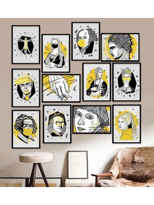 Yazline Global 12 Parça Çerçeve Görünümlü Mdf Tablo Seti 15 x 20