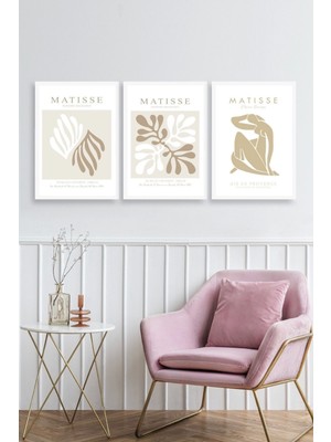 Yazline Global Matisse Üçlü Ahşap Çerçeveli Tablo 50 x 70