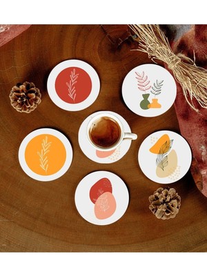 Yazline Global 6 Adet Desenli Mdf Bardak Altlığı