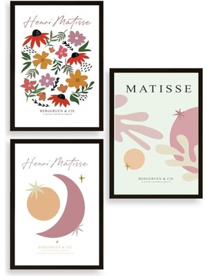 Yazline Global Matisse Üçlü Ahşap Çerçeveli Tablo 23 x 30
