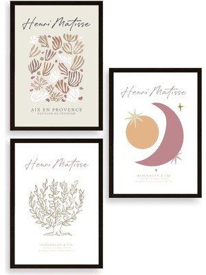 Yazline Global Matisse Üçlü Ahşap Çerçeveli Tablo 40 x 60