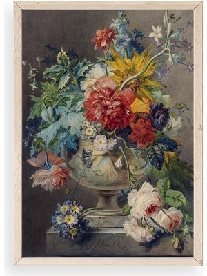 Yazline Global Vazodaki Çiçek Buketi Ahşap Çerçeveli Tablo 30 x 42