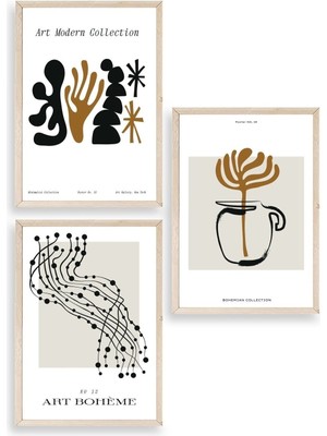 Yazline Global Modern Üçlü Ahşap Çerçeveli Tablo 50 x 70