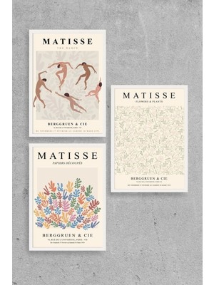 Yazline Global Matisse Üçlü Ahşap Çerçeveli Tablo 23 x 30