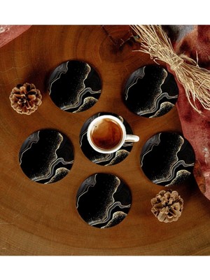 Yazline Global 6 Adet Desenli Mdf Bardak Altlığı