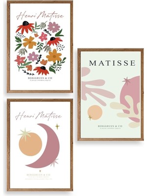 Yazline Global Matisse Üçlü Ahşap Çerçeveli Tablo 40 x 60