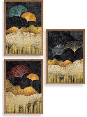 Yazline Global Manzara Üçlü Ahşap Çerçeveli Tablo 23 x 30