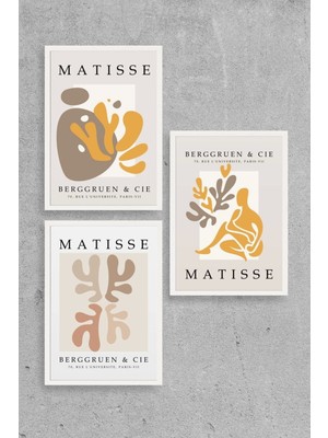 Yazline Global Matisse Üçlü Ahşap Çerçeveli Tablo 50 x 70