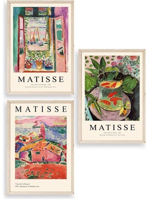 Yazline Global Matisse Üçlü Ahşap Çerçeveli Tablo 30 x 40